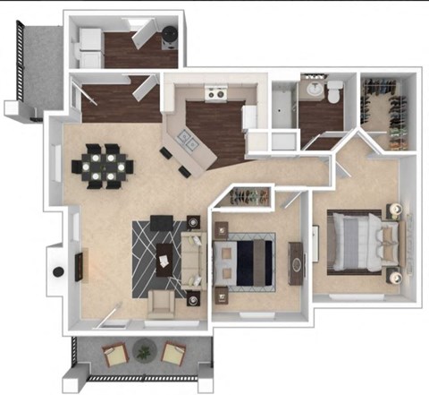 Clocktower Village 2x1 3D floor plan